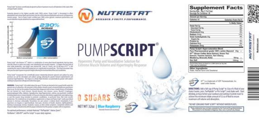 Pre-Workout * | Top 10 Pre-Workout Nutristat Pump Script 32Fl Oz Blue Raspberry