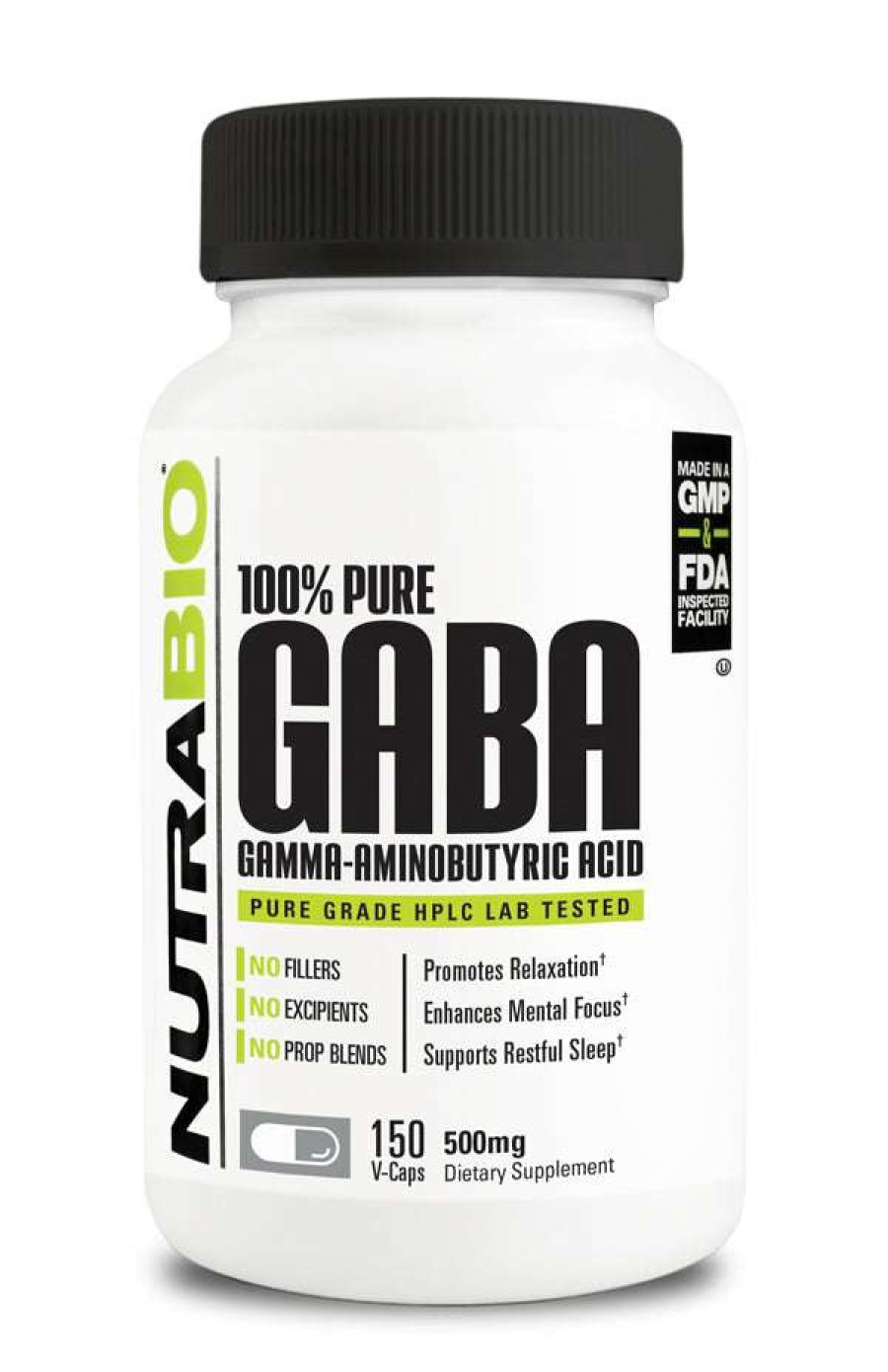 Nootropics & Focus * | Cheapest Nootropics & Focus Nutrabio 100% Pure Gaba 150 Vcaps