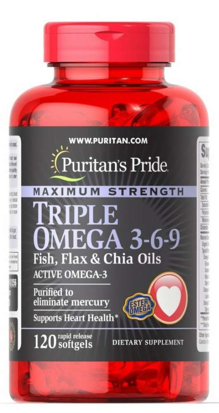 Vitamins & Minerals * | Best Deal Puritans'S Pride Vitamins & Minerals Puritan'S Pride Maximum Strength Triple Omega 3-6-9 120Softgels